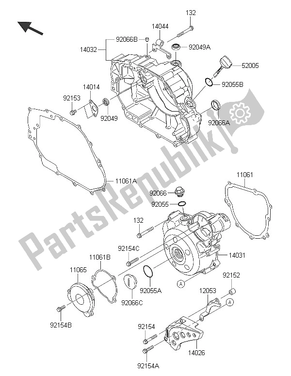 Tutte le parti per il Coperchio (i) Del Motore del Kawasaki D Tracker 150 2016