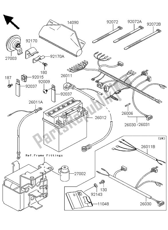 Alle onderdelen voor de Chassis Elektrische Apparatuur van de Kawasaki KLF 300 4X4 2004