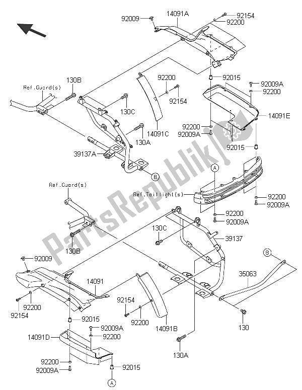 All parts for the Saddlebags (side Bag Bracket) of the Kawasaki Vulcan 1700 Voyager ABS 2016