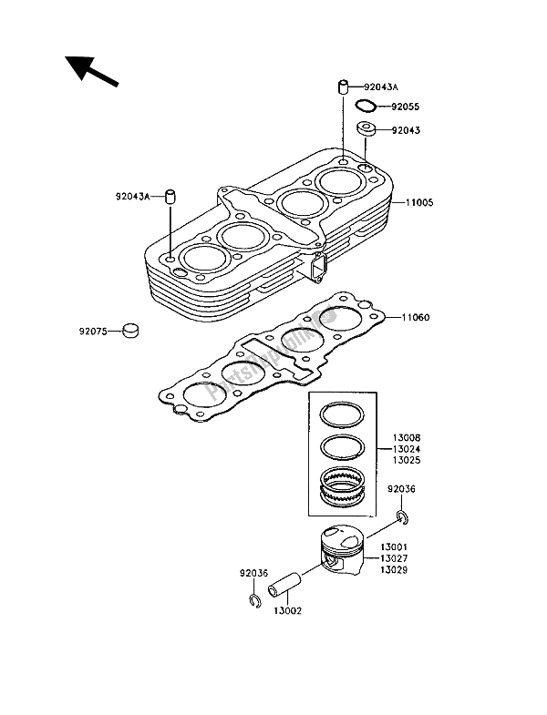 All parts for the Cylinder & Piston(s) of the Kawasaki GT 750 1992