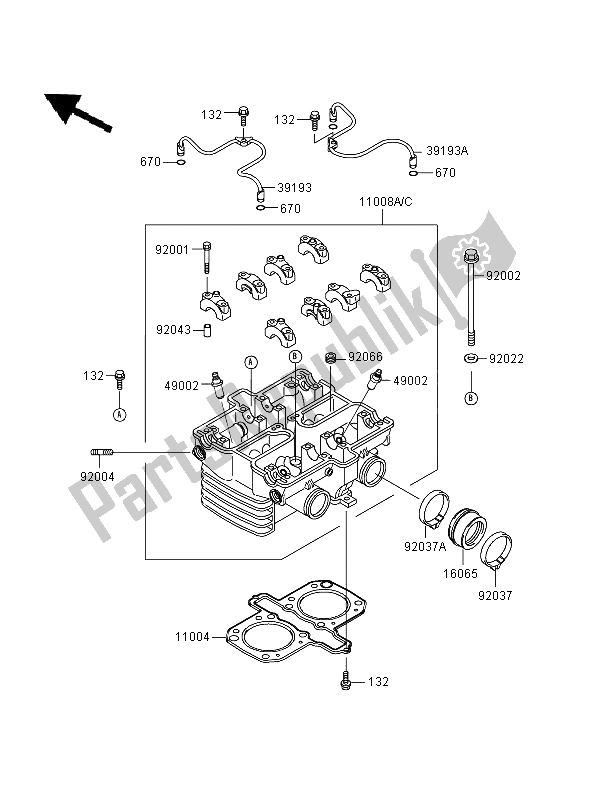 Tutte le parti per il Testata del Kawasaki GPZ 500S 1996