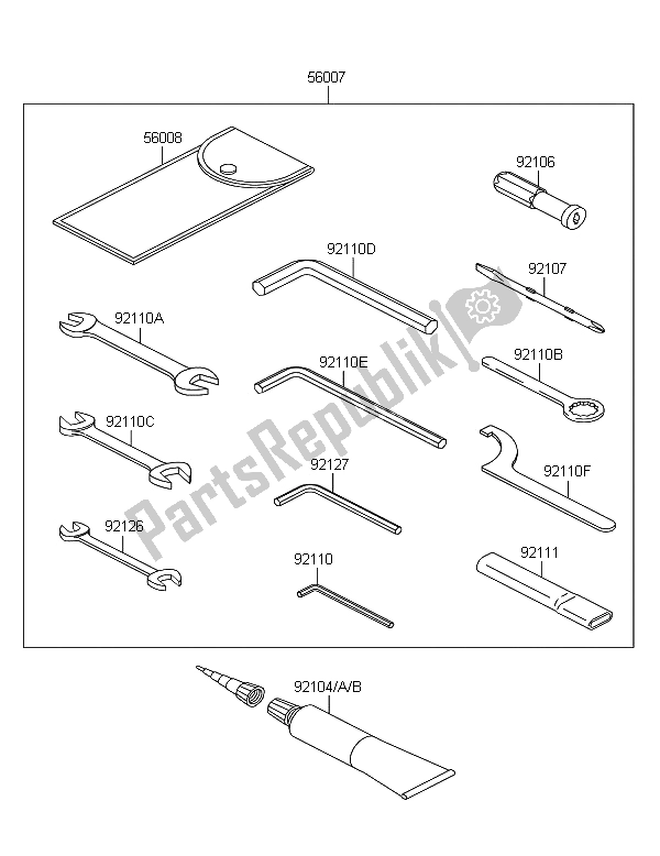 Alle onderdelen voor de Eigenaars Tools van de Kawasaki Z 1000 SX ABS 2011