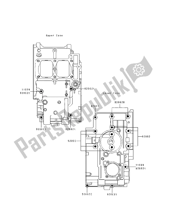 All parts for the Crankcase Bolt Pattern of the Kawasaki GPX 250R 1992