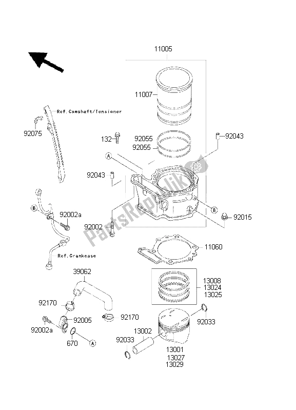 All parts for the Cylinder & Piston of the Kawasaki KLR 650 2001