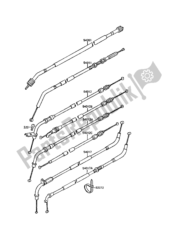 Todas las partes para Cables de Kawasaki EL 250 1988