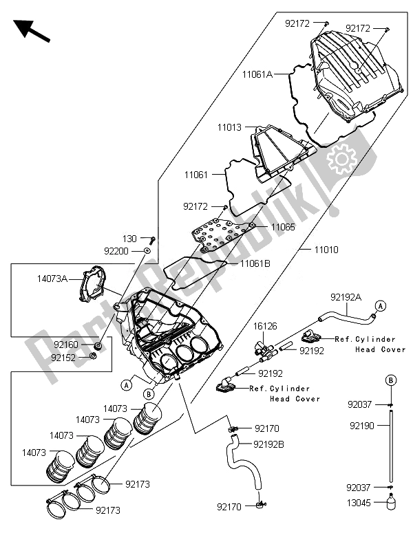 All parts for the Air Cleaner of the Kawasaki ZX 1000 SX ABS 2014