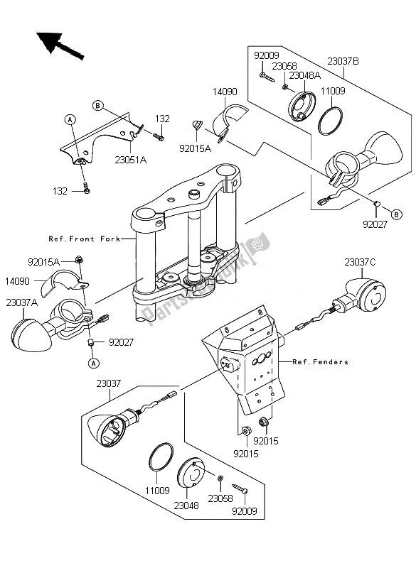 All parts for the Turn Signals of the Kawasaki VN 900 Custom 2010