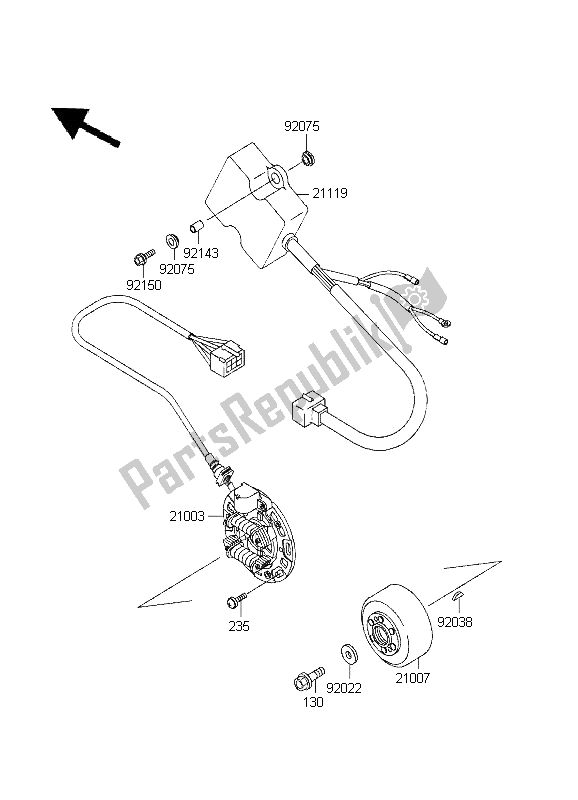 Tutte le parti per il Generatore del Kawasaki KX 125 1995