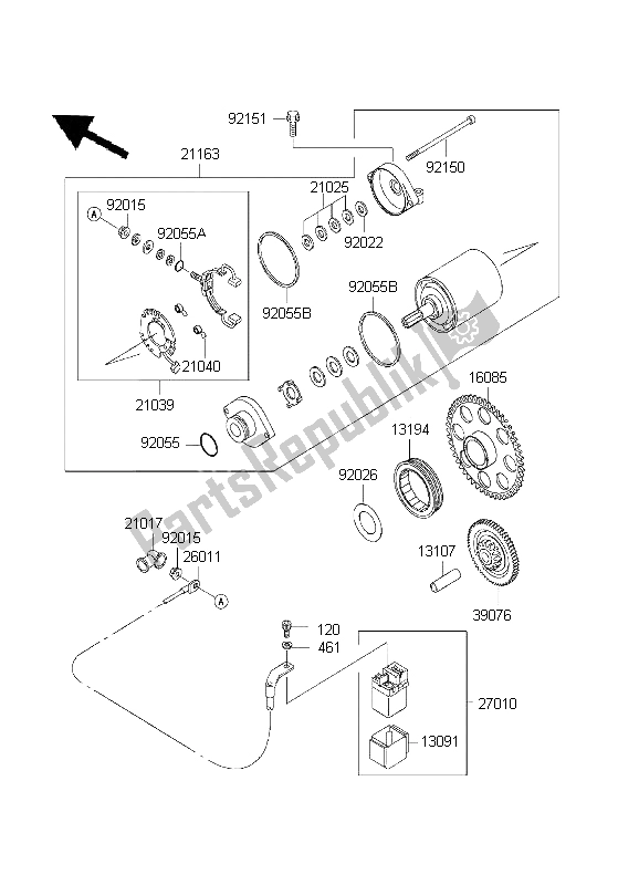 Tutte le parti per il Motorino Di Avviamento del Kawasaki W 650 1999