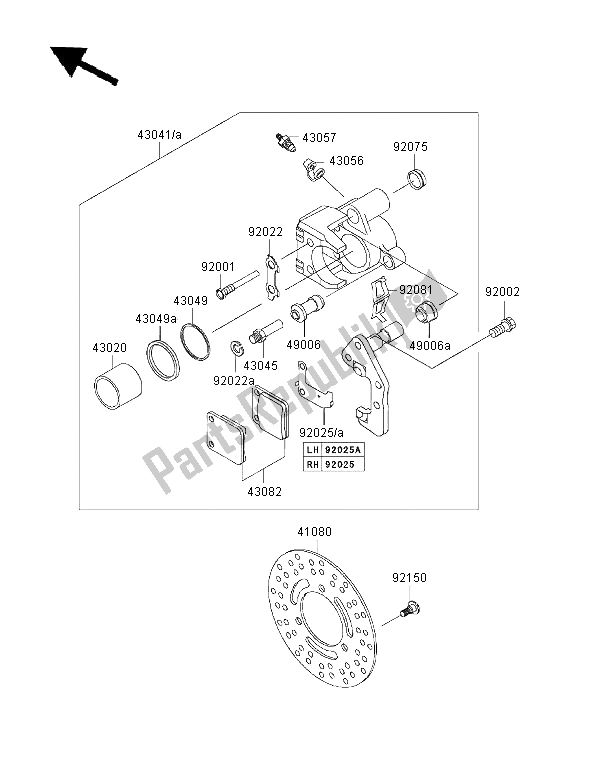 Tutte le parti per il Freno Anteriore del Kawasaki KVF 400 4X4 2000