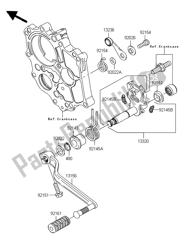 Wszystkie części do Mechanizm Zmiany Biegów Kawasaki ER 6F ABS 650 2010