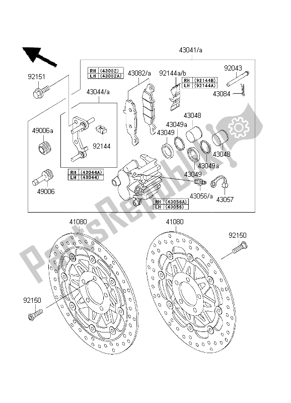 All parts for the Front Brake of the Kawasaki ZR 7S 750 2001