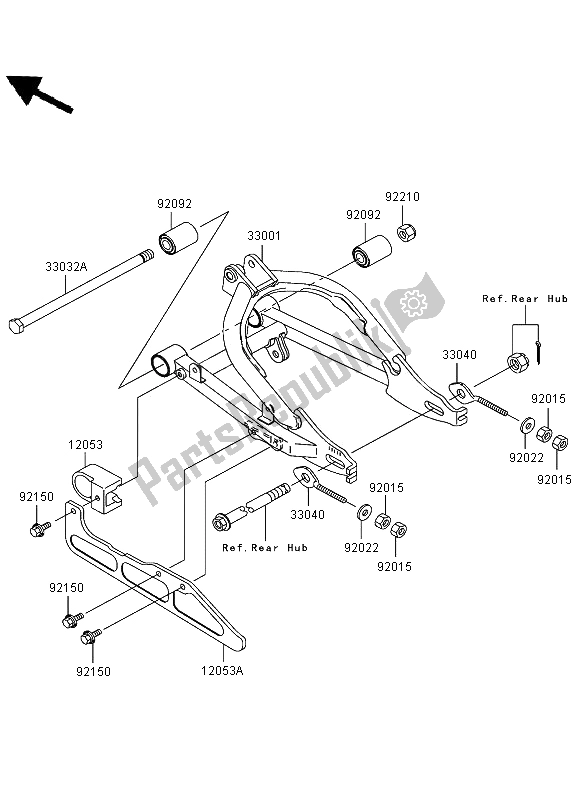 Todas las partes para Basculante de Kawasaki KLX 110 2002