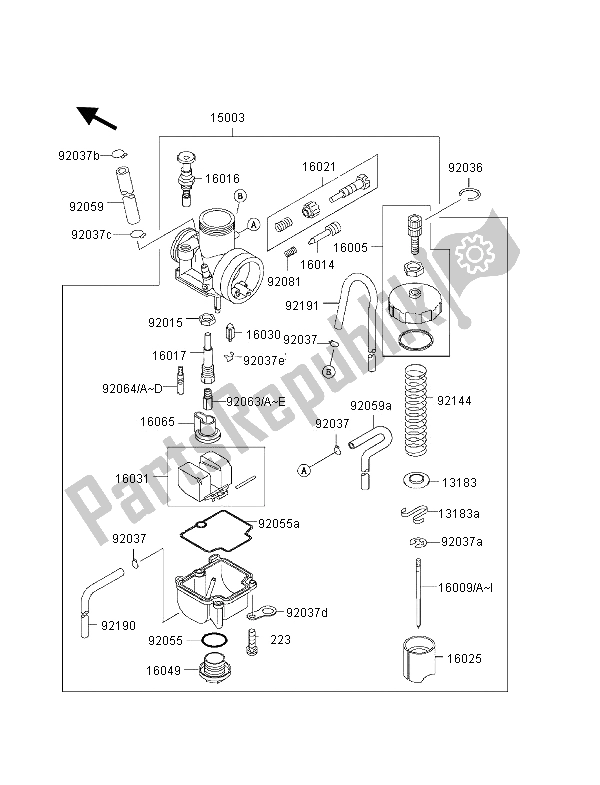 Tutte le parti per il Carburatore del Kawasaki KX 80 SW LW 2000