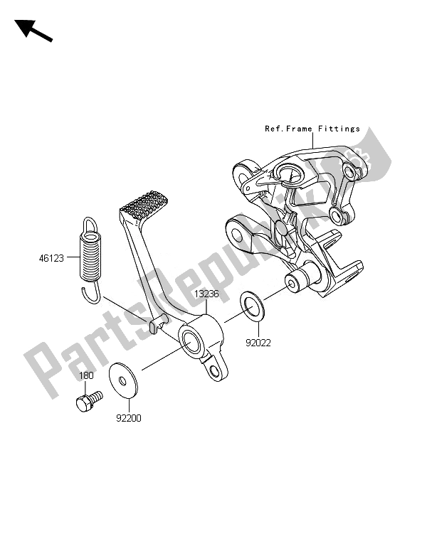 All parts for the Brake Pedal of the Kawasaki ZZR 1400 ABS 2014