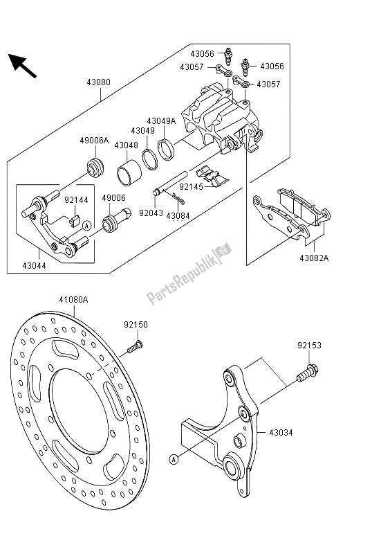 All parts for the Rear Brake of the Kawasaki VN 1700 Classic Tourer ABS 2013