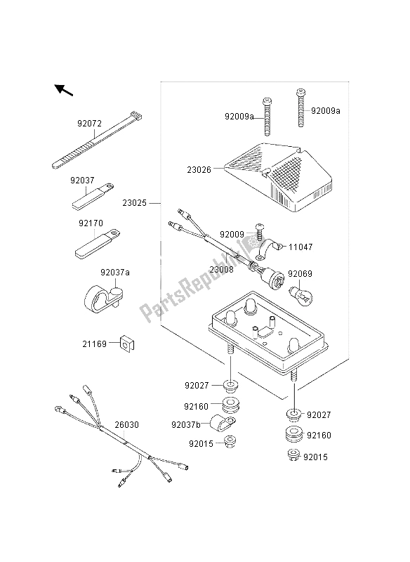 All parts for the Taillight of the Kawasaki KLX 300R 1997