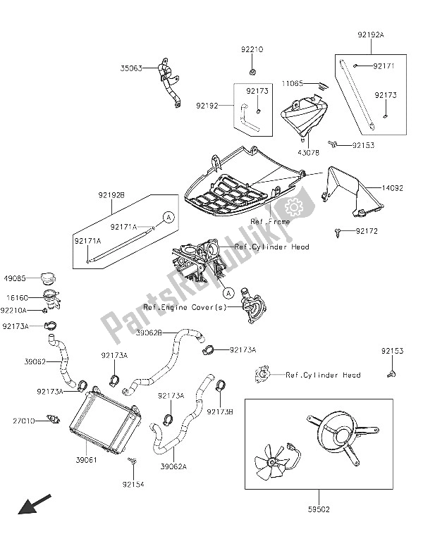 All parts for the Radiator of the Kawasaki J 125 ABS 2016