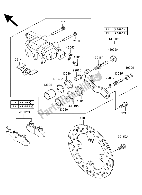 Tutte le parti per il Freno Anteriore del Kawasaki KVF 650 4X4 2013