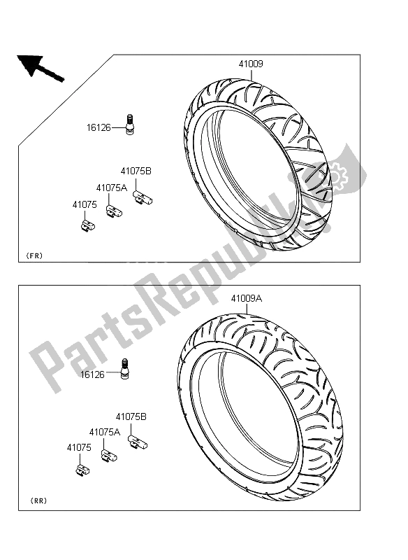 All parts for the Tires of the Kawasaki ER 6F ABS 650 2009