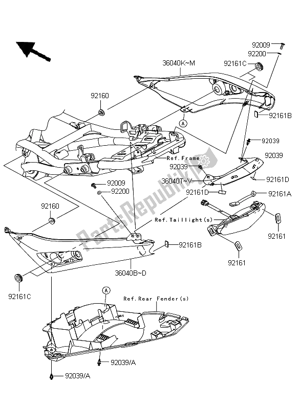 Tutte le parti per il Coprisedile del Kawasaki ER 6N 650 2009