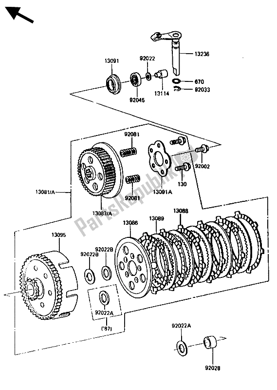 Tutte le parti per il Frizione del Kawasaki KX 80 1987