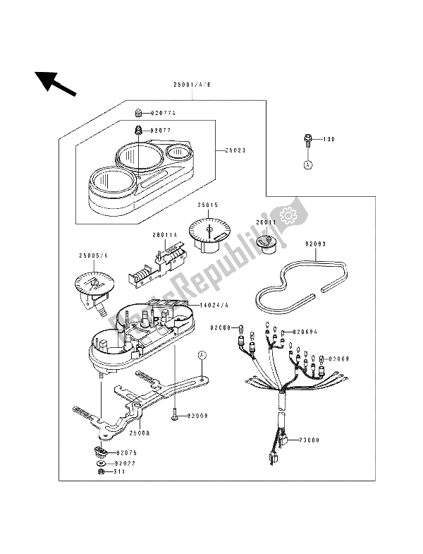 All parts for the Meter of the Kawasaki ZZ R 600 1992