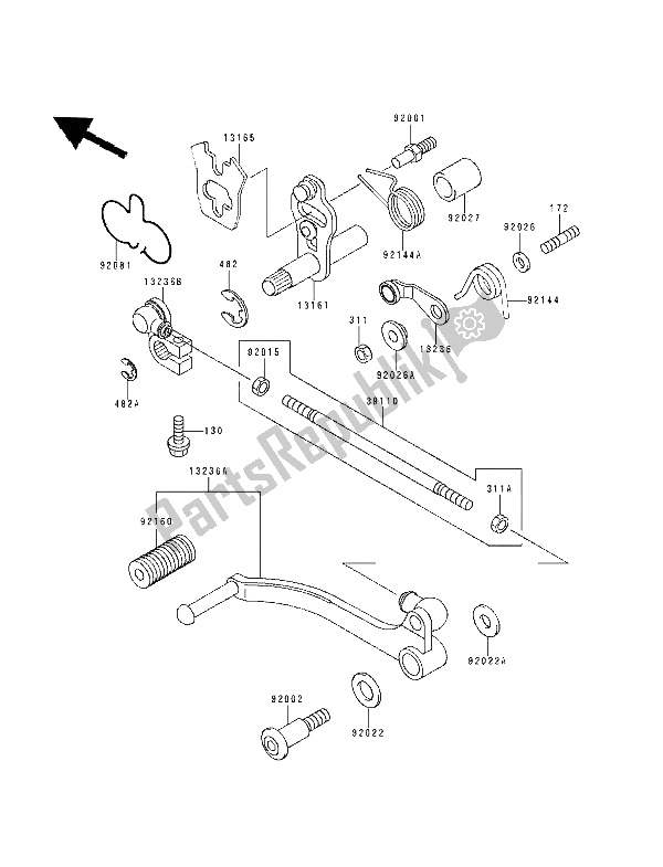 Wszystkie części do Mechanizm Zmiany Biegów Kawasaki GPZ 500S 1994