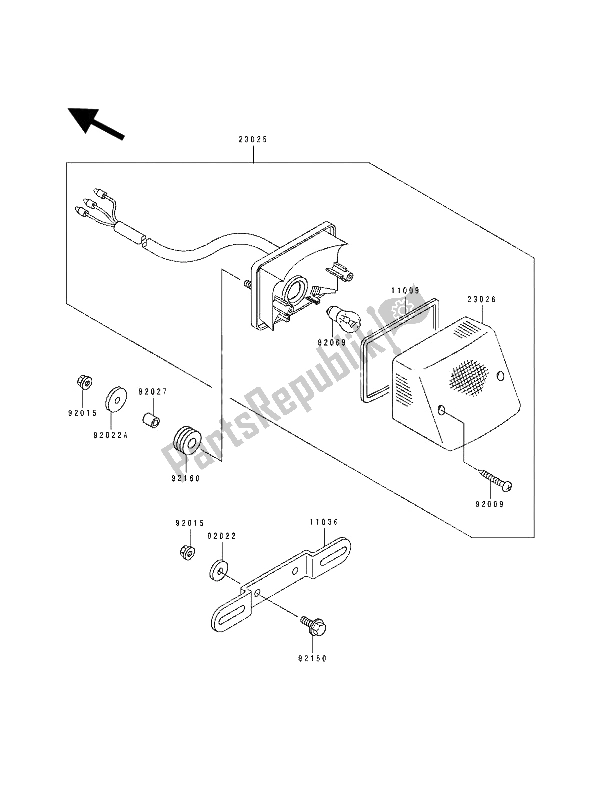 Tutte le parti per il Lampada Di Coda del Kawasaki KDX 125 1992