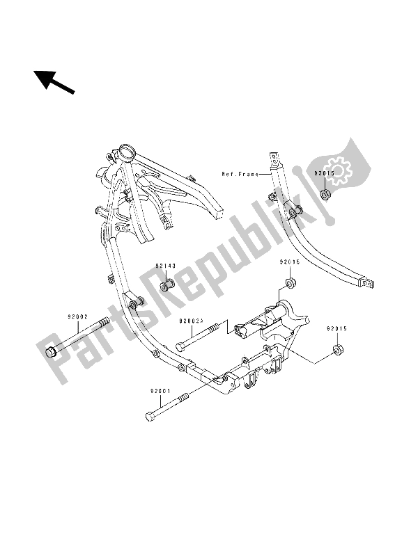 All parts for the Frame Fitting of the Kawasaki GPZ 500S 1993