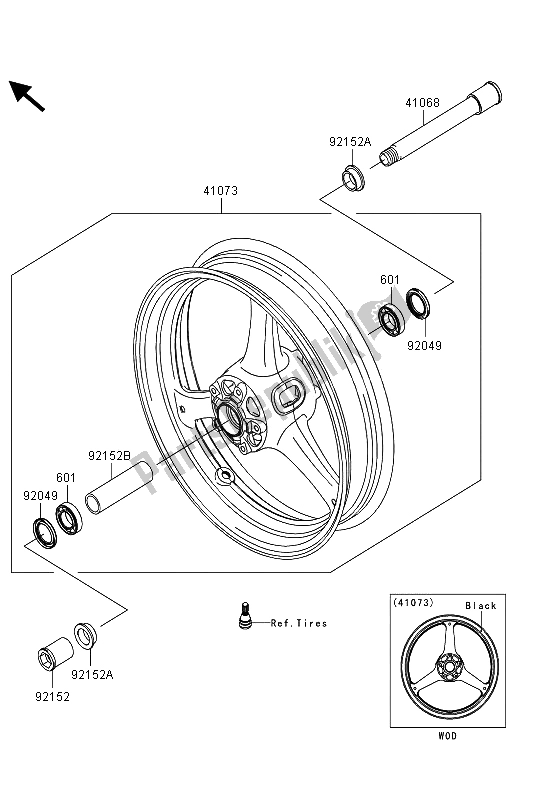 All parts for the Front Hub of the Kawasaki Ninja ZX 10R ABS 1000 2013