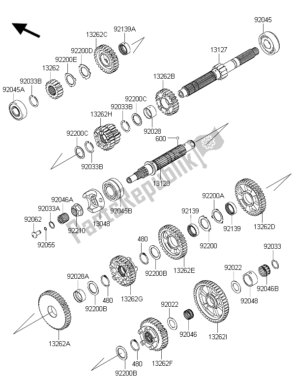 All parts for the Transmission of the Kawasaki 1400 GTR ABS 2016