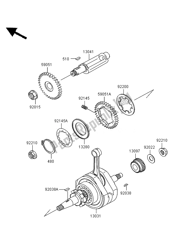 All parts for the Crankshaft of the Kawasaki Eliminator 125 2007