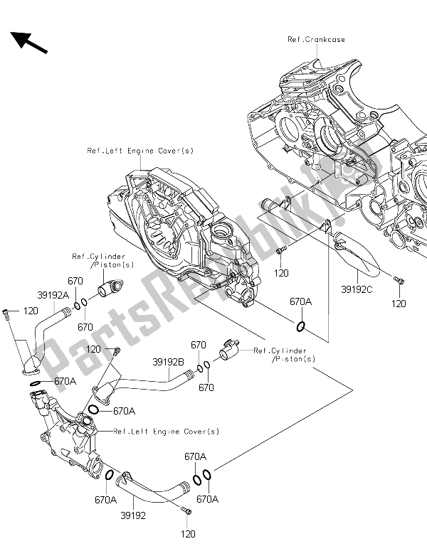 All parts for the Water Pipe of the Kawasaki Vulcan 1700 Nomad ABS 2015