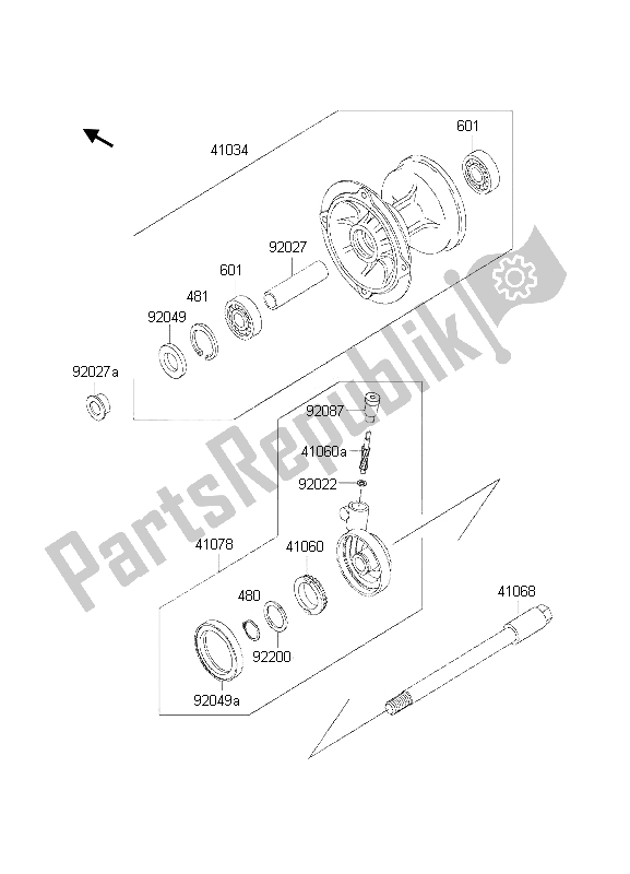 All parts for the Front Hub of the Kawasaki KDX 200 2000
