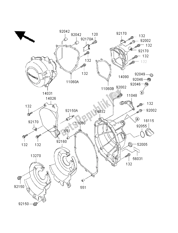 Tutte le parti per il Coperchio Del Motore del Kawasaki Ninja ZX 6R 600 1997