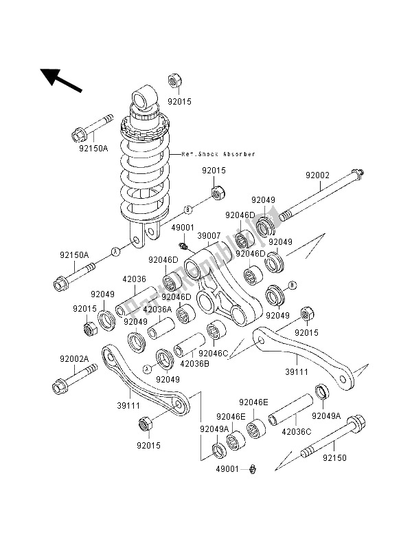 Tutte le parti per il Sospensione del Kawasaki ZZ R 600 1998