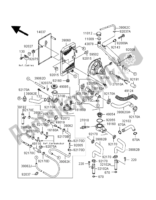 Tutte le parti per il Termosifone del Kawasaki EN 500 1997