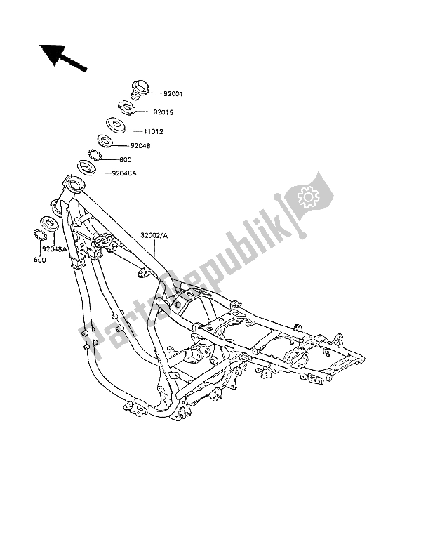 Wszystkie części do Rama Kawasaki GPZ 305 Belt Drive 1988