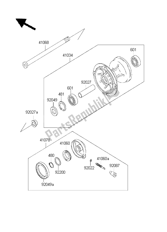 Tutte le parti per il Mozzo Anteriore del Kawasaki KLX 300R 2001