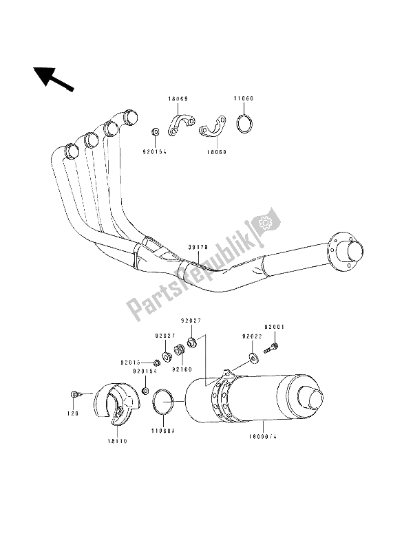 All parts for the Muffler(s) of the Kawasaki ZXR 750 1994