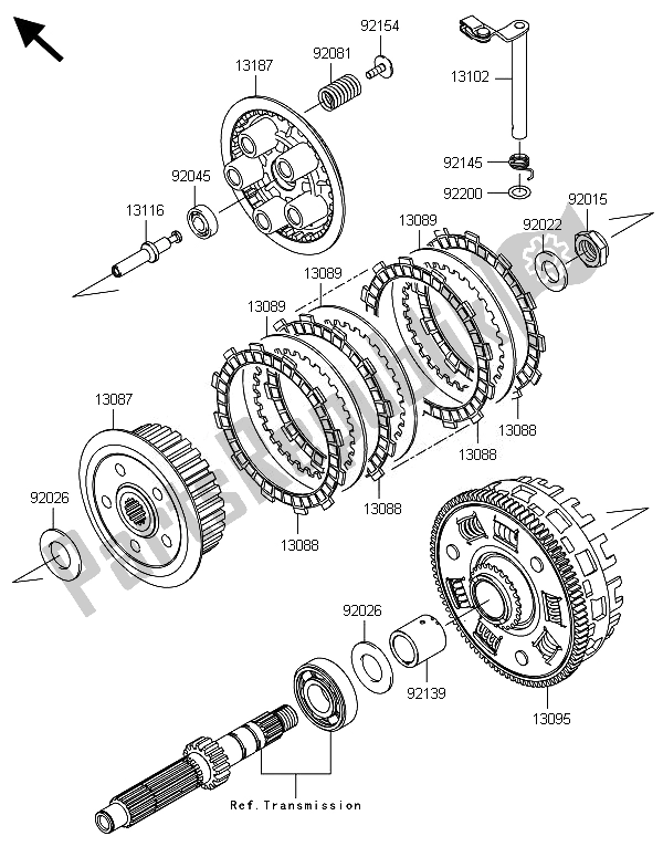 Alle onderdelen voor de Koppeling van de Kawasaki Versys 1000 ABS 2014