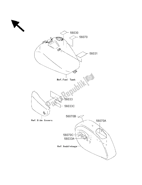 All parts for the Labels of the Kawasaki VN 1500 Classic Tourer FI 2002