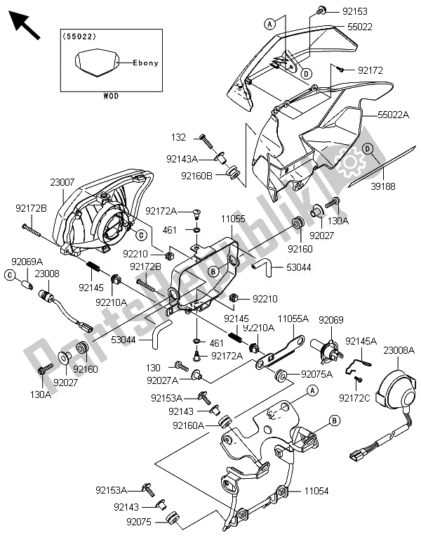 Toutes les pièces pour le Phare (s) du Kawasaki KLX 250 2014