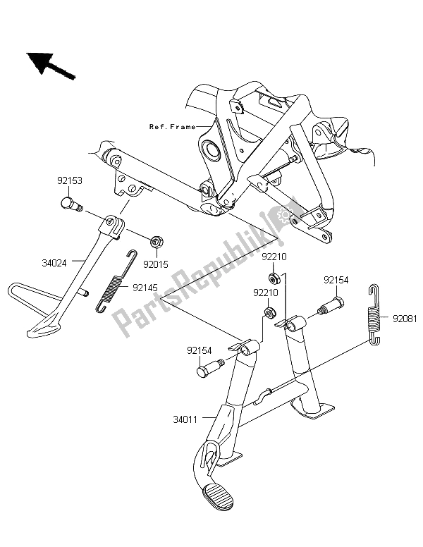 All parts for the Stands of the Kawasaki W 800 2012