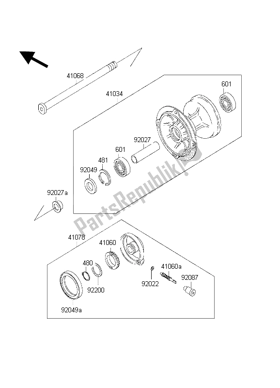 All parts for the Front Hub of the Kawasaki KLX 300R 1998