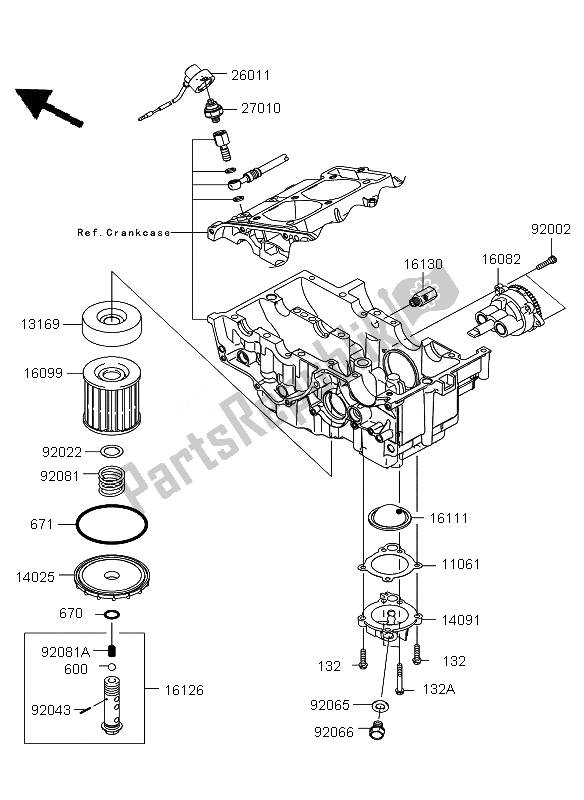 Todas as partes de Bomba De óleo do Kawasaki Ninja 250R 2010