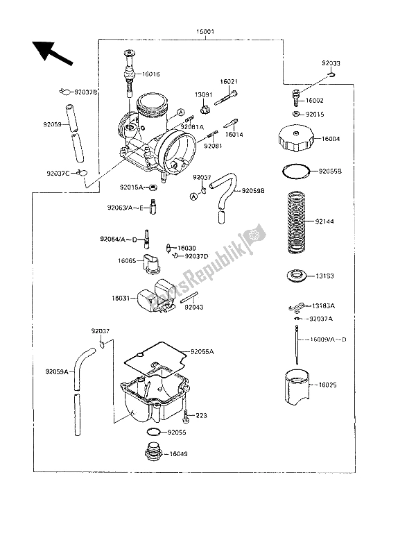 Tutte le parti per il Carburatore del Kawasaki KX 80 1989