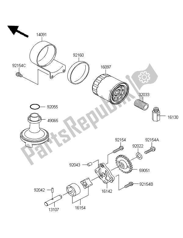 All parts for the Oil Pump of the Kawasaki W 800 2012