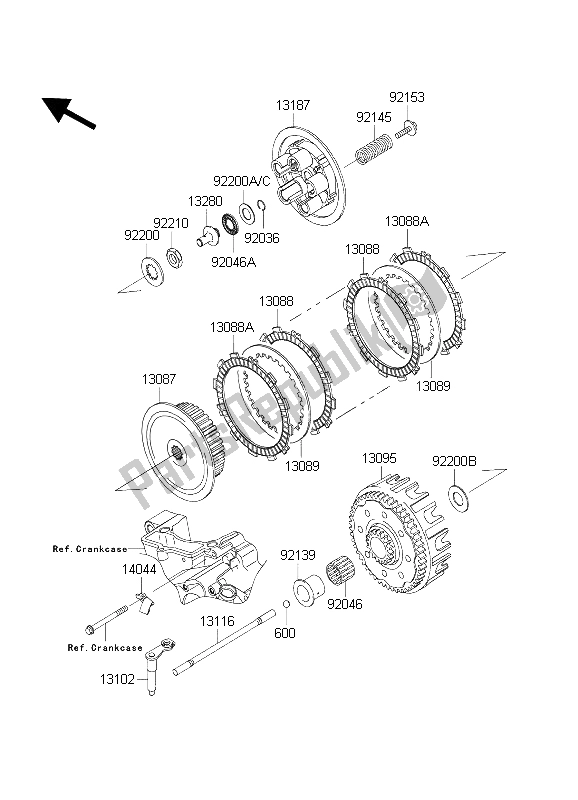 Tutte le parti per il Frizione del Kawasaki KX 250F 2004